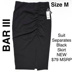 Bar III Black Skirt Pullon Stretchy Suit Career Mid Calf